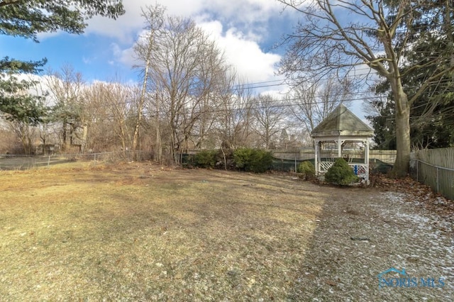 view of yard with a gazebo