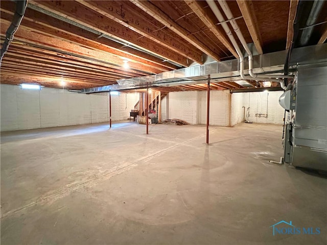 basement with heating unit