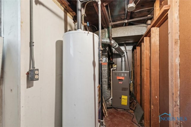 utility room with water heater