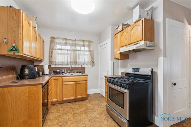 kitchen featuring sink and stainless steel gas range