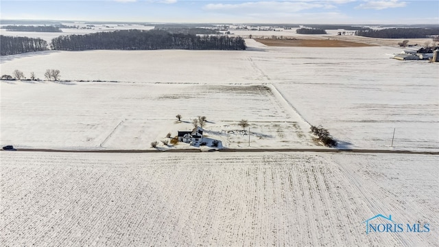 birds eye view of property with a rural view