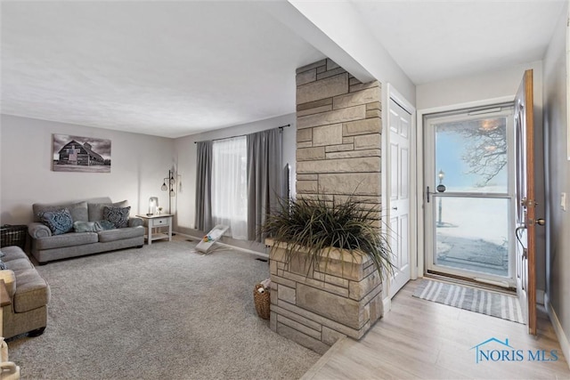 living room with light wood-type flooring