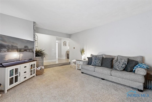 living room with carpet flooring