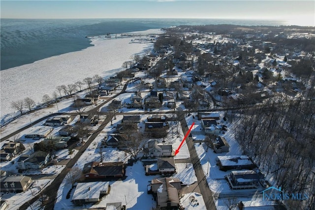 1318 E 4th St, Marblehead, OH 43440 - drone / aerial view with a water view, a view of the beach, and a residential view