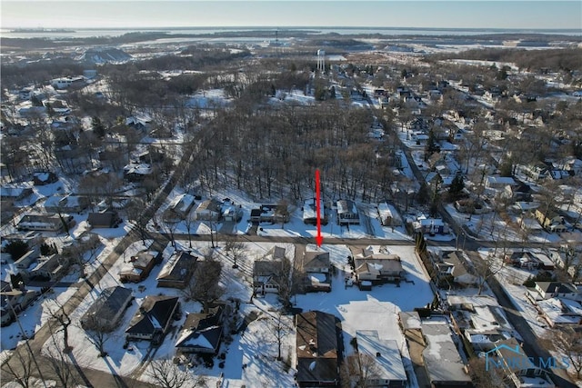 1318 E 4th St, Marblehead, OH 43440 - snowy aerial view with a residential view