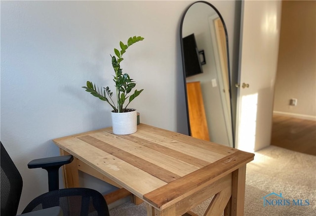 view of carpeted dining room