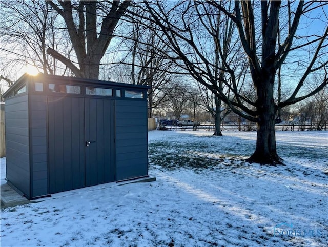 view of snow covered structure