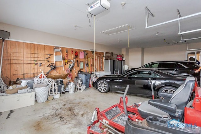 garage with a garage door opener