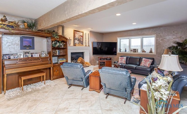 view of tiled living room