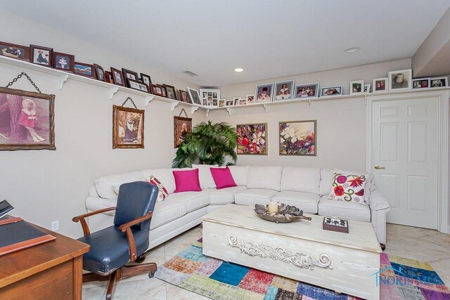 view of tiled living room