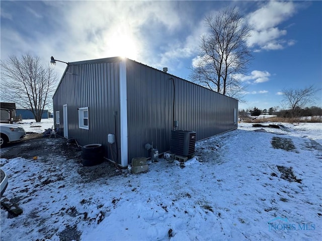 snow covered structure with central AC