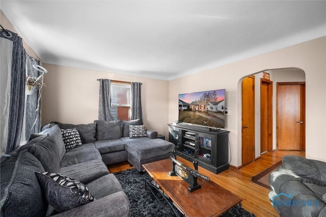 living room with hardwood / wood-style floors