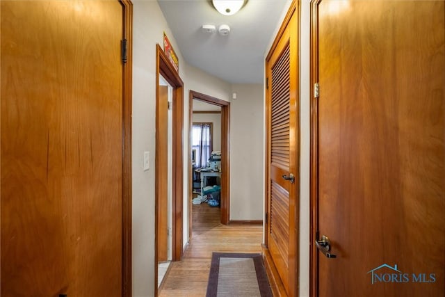 hallway featuring light wood-type flooring