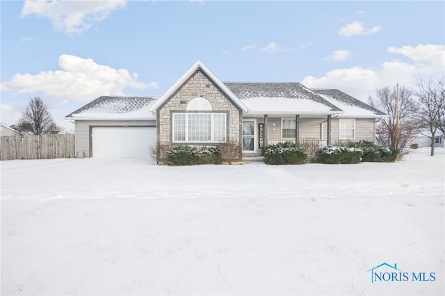 single story home featuring a garage