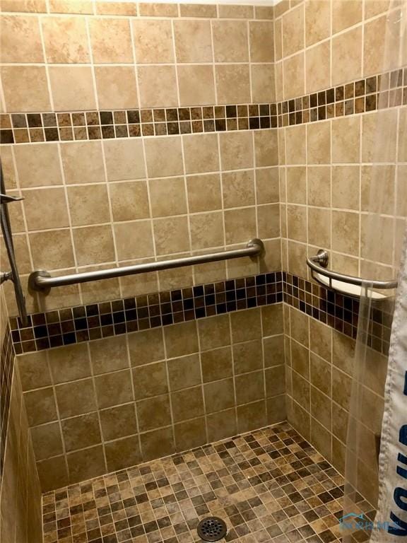 bathroom with a shower with curtain