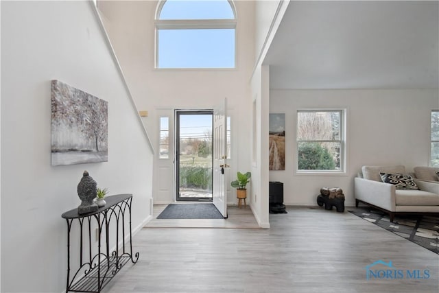 entrance foyer with light wood-type flooring