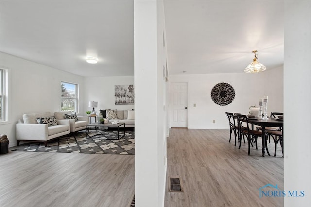 living room with hardwood / wood-style flooring