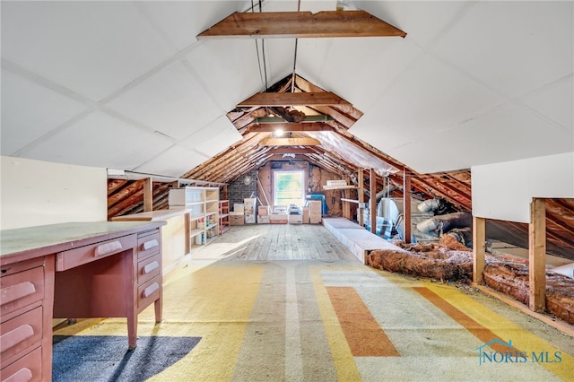 view of unfinished attic