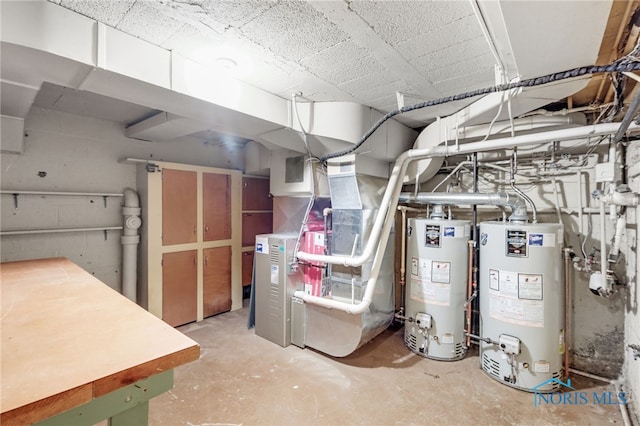 utility room featuring gas water heater