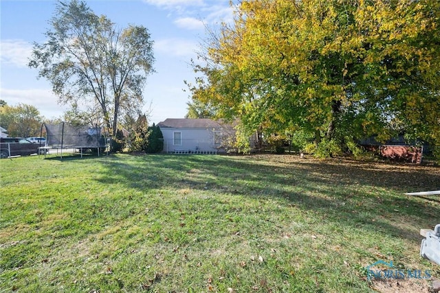 view of yard with a trampoline