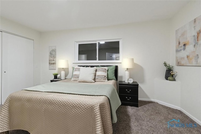 bedroom featuring a closet and carpet