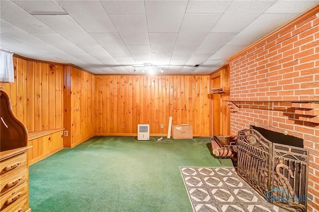 unfurnished room featuring dark colored carpet