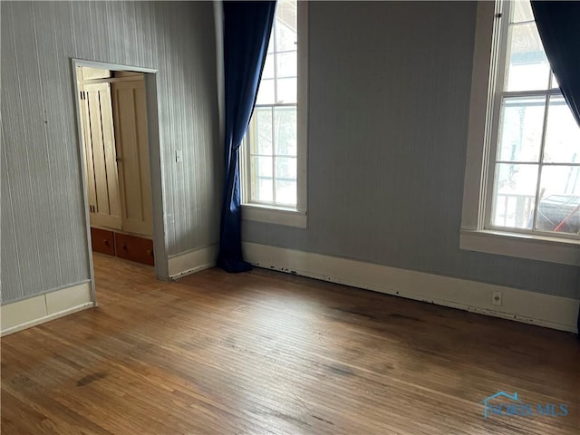 spare room featuring wood-type flooring