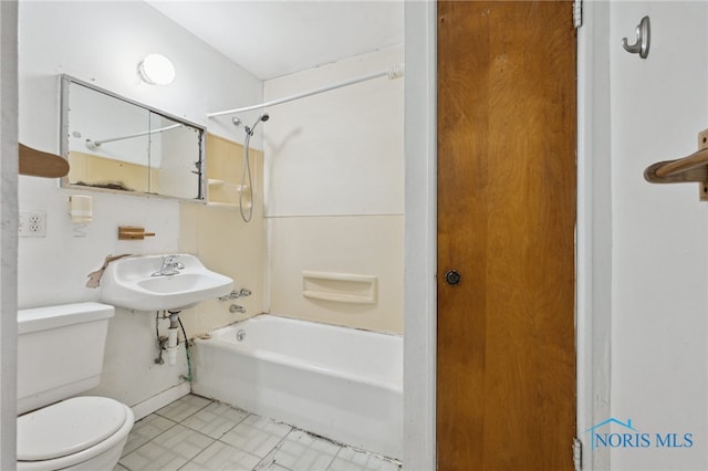 full bathroom featuring shower / bath combination, sink, and toilet