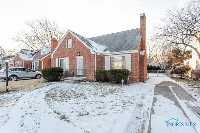 view of snow covered property