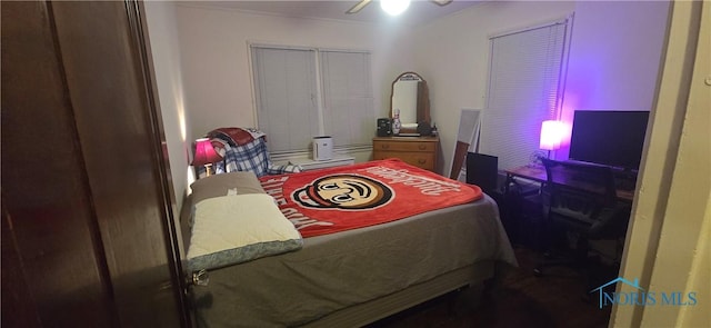 bedroom featuring ceiling fan