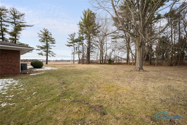 view of yard featuring central AC