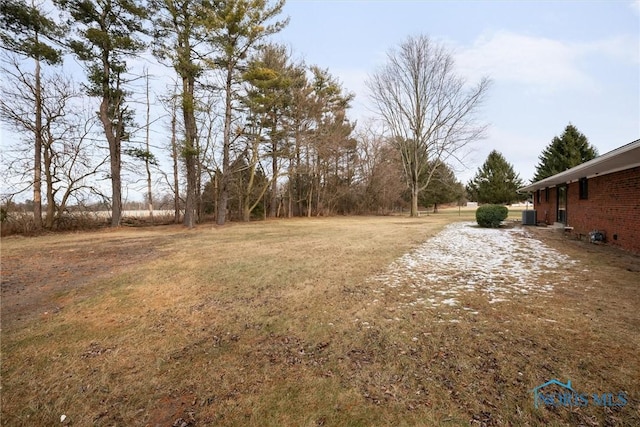 view of yard with central AC unit