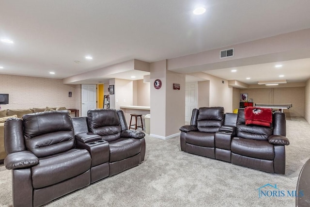 view of carpeted cinema room