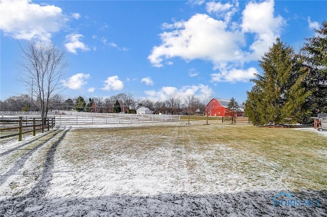 view of yard with a rural view