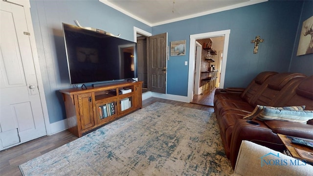 living room featuring dark hardwood / wood-style flooring