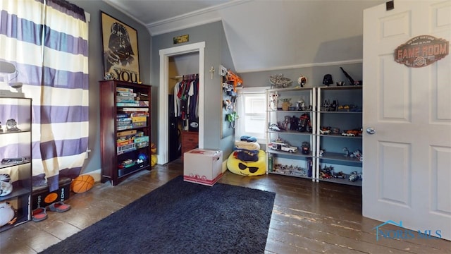 playroom with ornamental molding