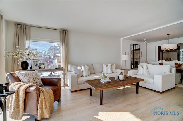 living room featuring light wood-type flooring