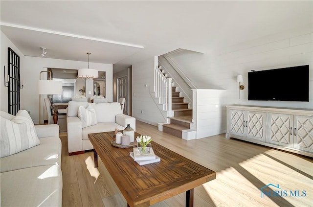 living room featuring light hardwood / wood-style floors