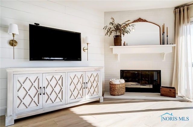 living room with hardwood / wood-style floors