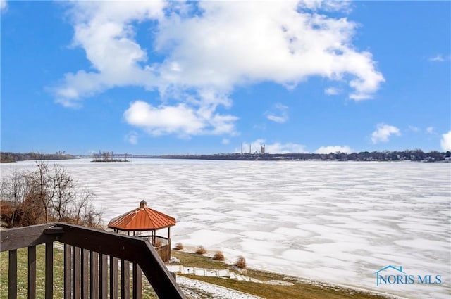 water view with a gazebo