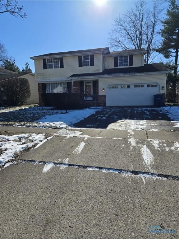 view of front property with a garage