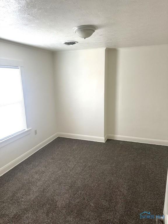 carpeted spare room featuring a textured ceiling