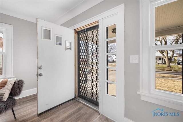 entryway with hardwood / wood-style floors