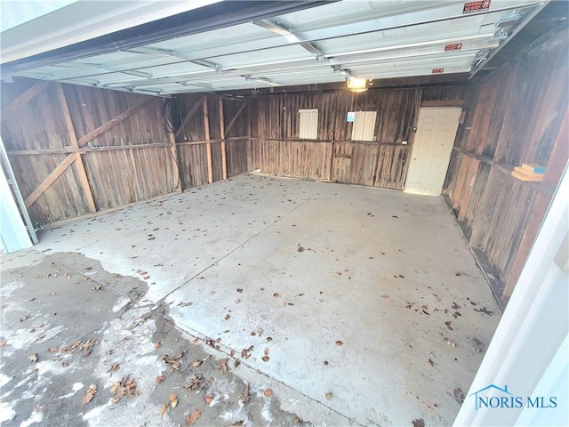 garage with a garage door opener