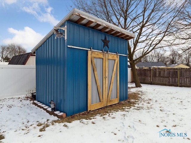 view of snow covered structure