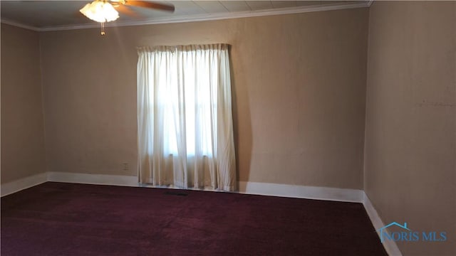 309 Appian Ave, Napoleon, OH 43545 - empty room with a ceiling fan, ornamental molding, and a healthy amount of sunlight