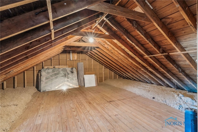 view of unfinished attic