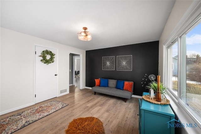 living room featuring light hardwood / wood-style flooring