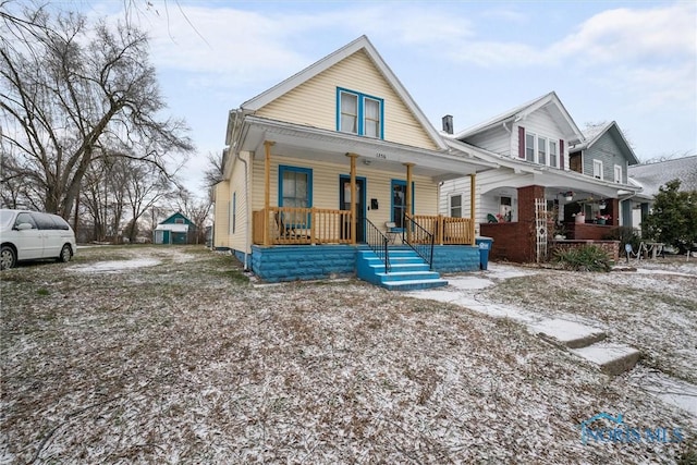 view of front of home with covered porch