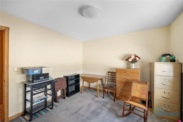 view of carpeted home office